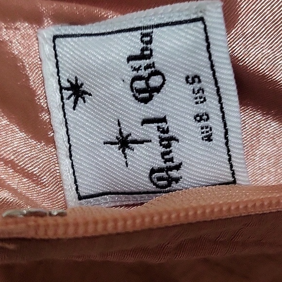 Angel Biba Deep V- Neck Back Zip Balloon Sleeve Ruffled Party Dress - Size S - Picture 6 of 9